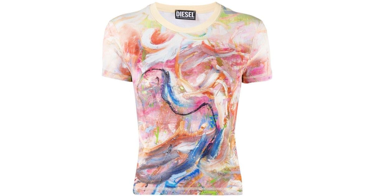 トップス DIESEL T-SKINZY-G1-OUT T-SHIRT XL T-SKINZY-G1 Woman: Faded T-shirt with abstract print | Diesel