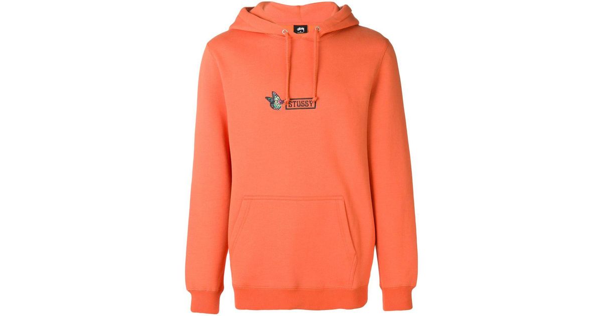 Sudadera con logo de mariposa Stussy de Algodón de color Naranja para  hombre | Lyst