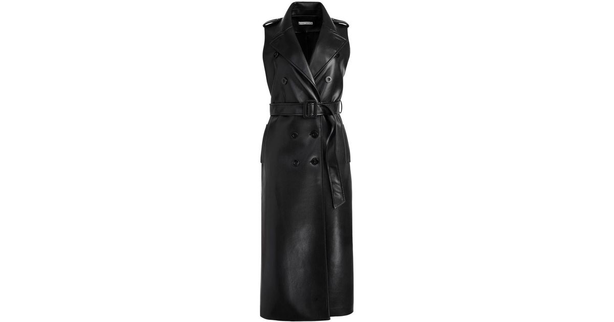 Alice + Olivia Conan Sleeveless Trench Coat in Black | Lyst
