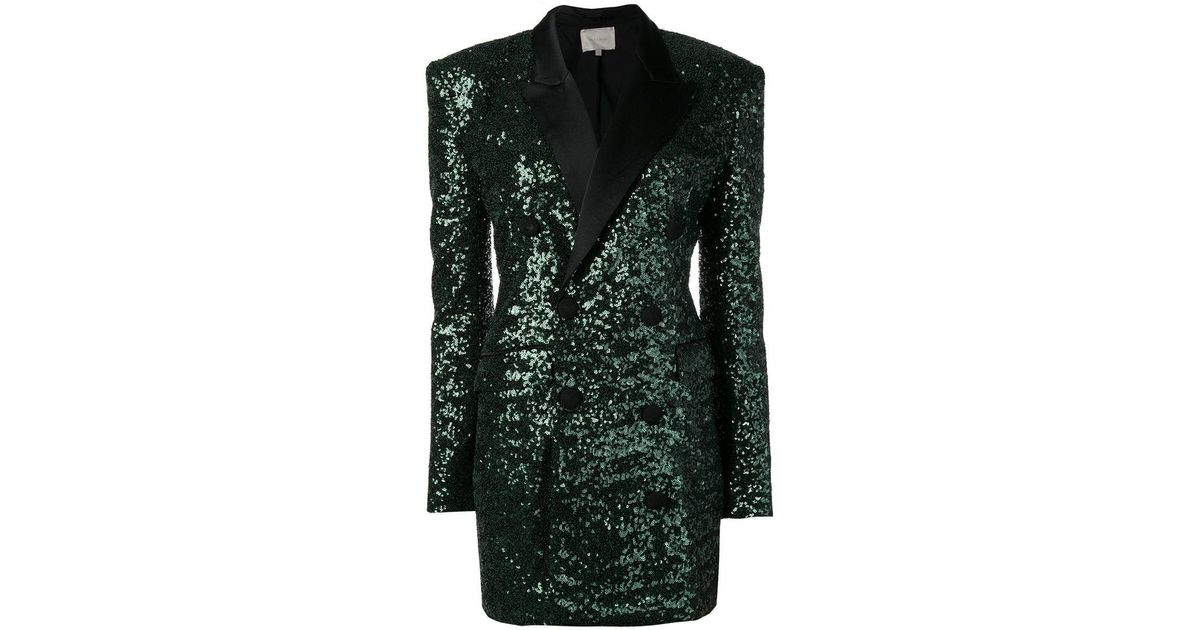 green sequin blazer dress