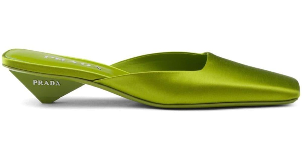 PRADA ダークグリーン スクエアトゥミュール PRADA ダークグリーン スクエアトゥミュール