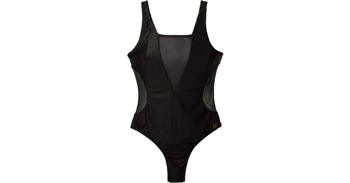 Brigitte Bardot Sheer Panels Swimsuit in Black | Lyst