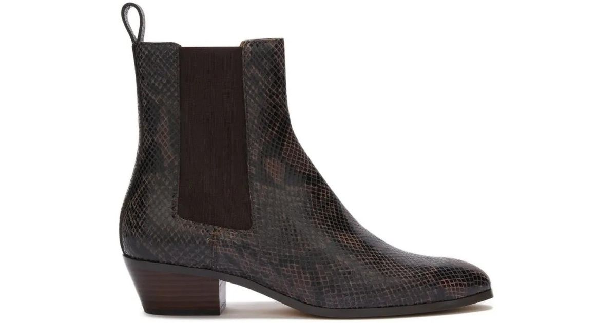 Odissi Ella Python-Effect Pull-Tab Bootie in Black | Lyst