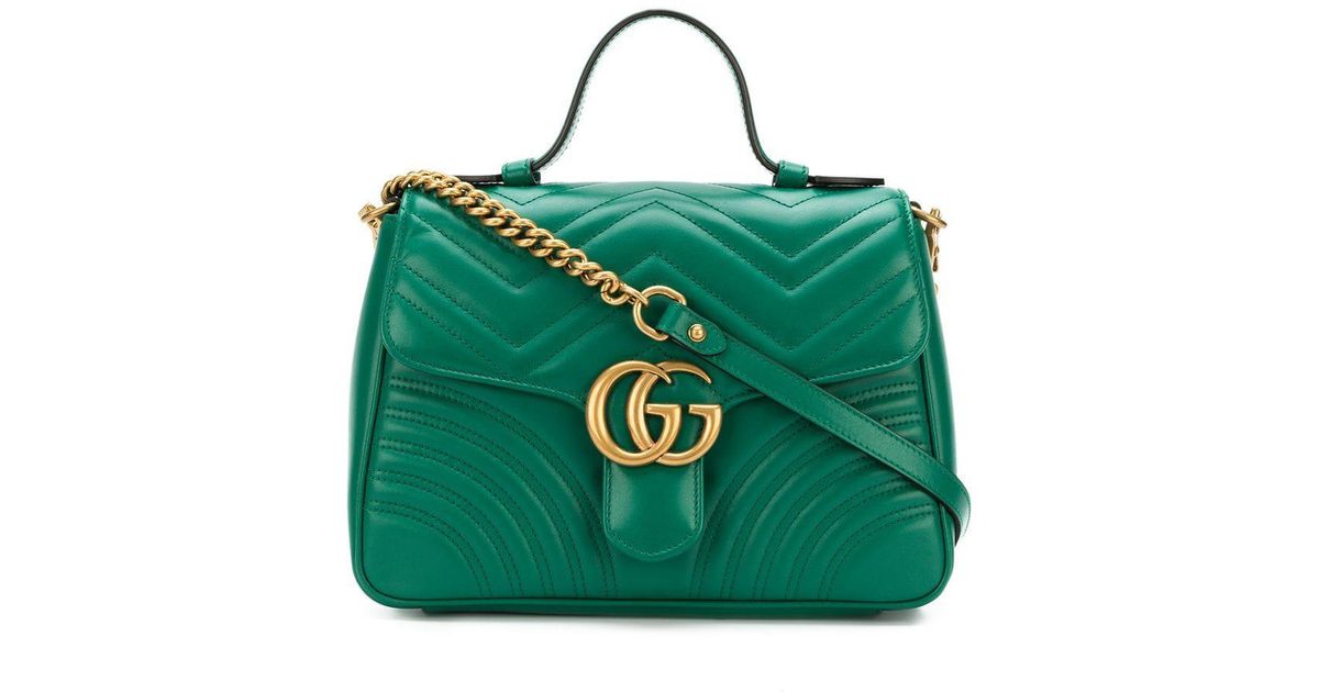 Gucci GG Marmont Small Top Handle Bag in Green
