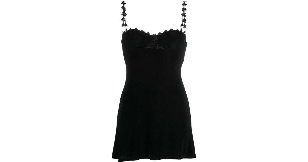 Mirror Palais Daisy-Trim Mini Dress in Black | Lyst