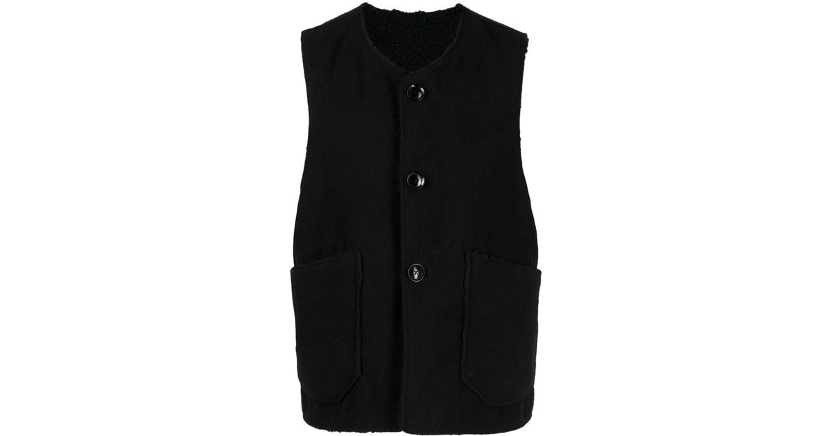 Engineered Garments Button-up Crew-neck Waistcoat in Black for Men | Lyst