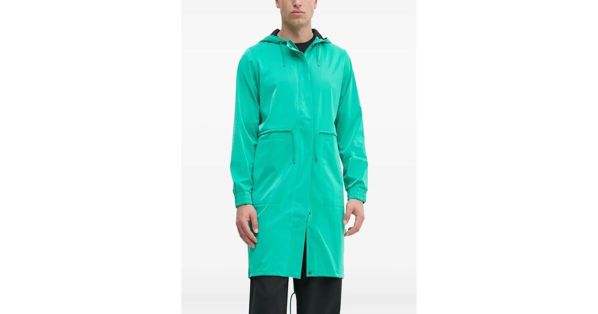 Rains Hooded Drawstrings Raincoat in Blue Lyst UK