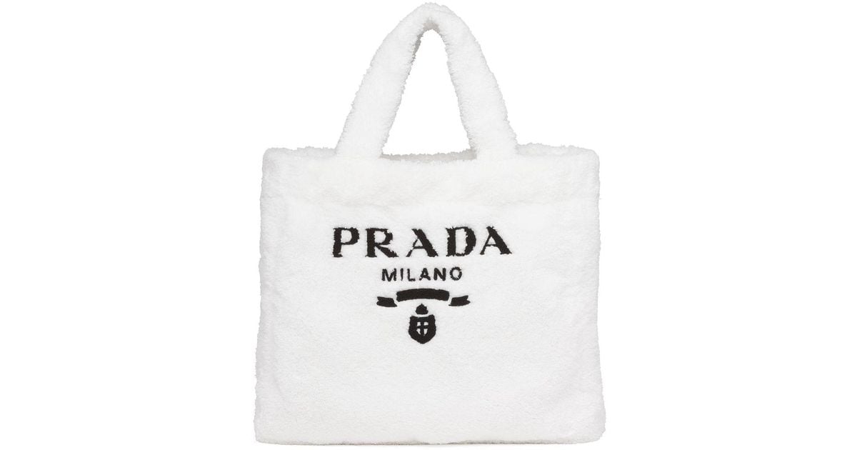 Prada Logo-print Terry-cloth Tote Bag - Save 25% | Lyst