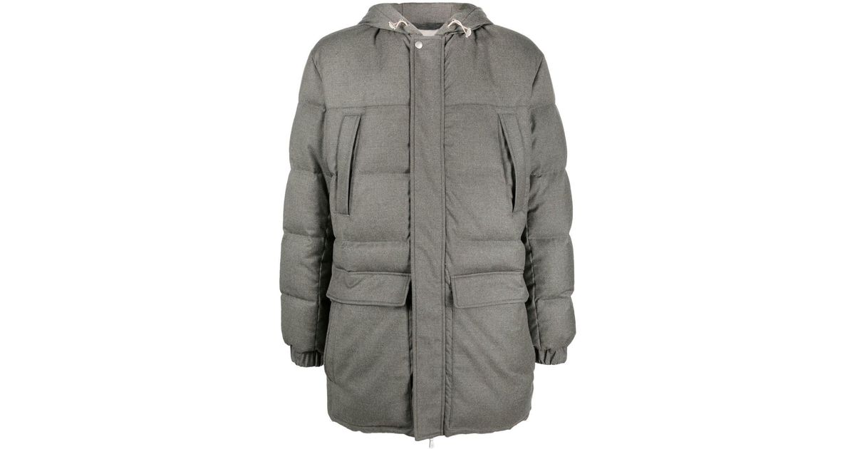 Eleventy Quilted Down Parka Coat in Gray for Men | Lyst