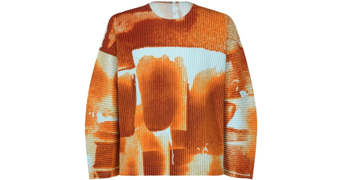 Homme Plissé Issey Miyake Wind Walk Pleated Top in Orange for Men