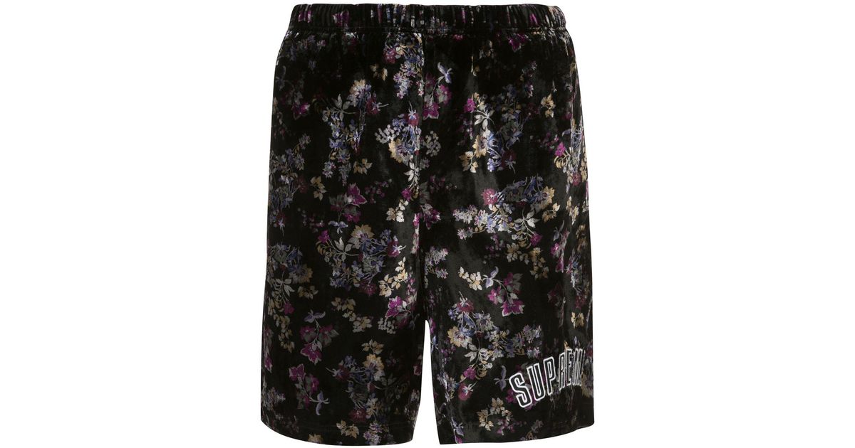 supreme floral velour short