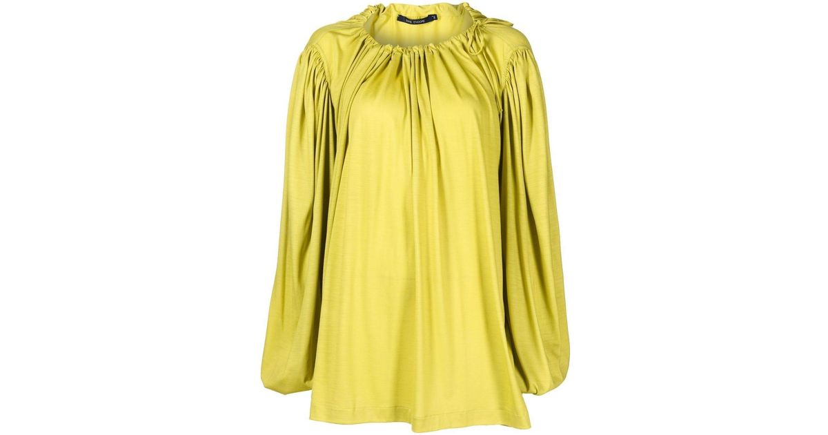 Sofie D'Hoore Ruched Virgin-wool Blouse in Yellow | Lyst UK