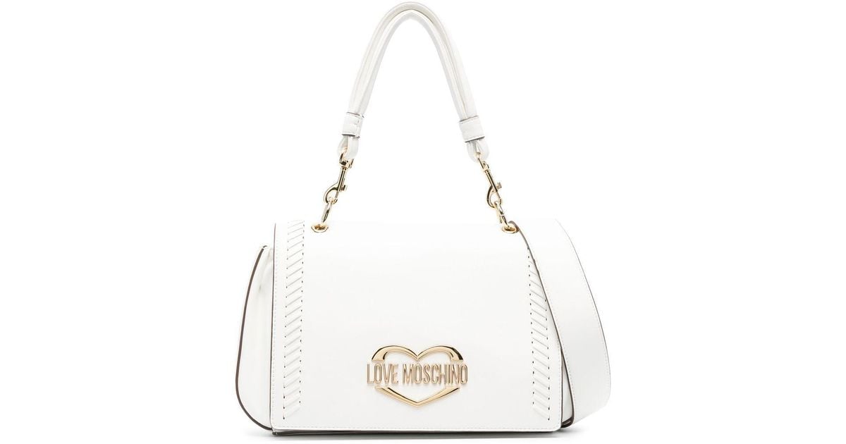 Love Moschino Logo-plaque Stitch-detail Tote Bag in White | Lyst
