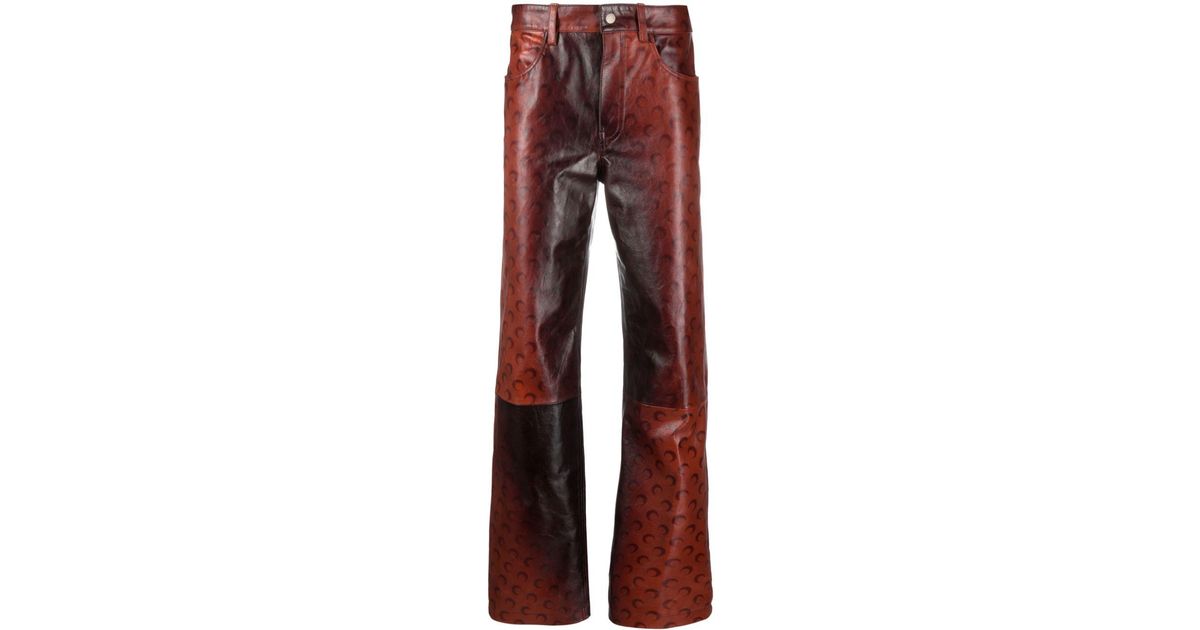 Marine Serre Airbrushed Crafted Leather Trousers in Red for Men | Lyst