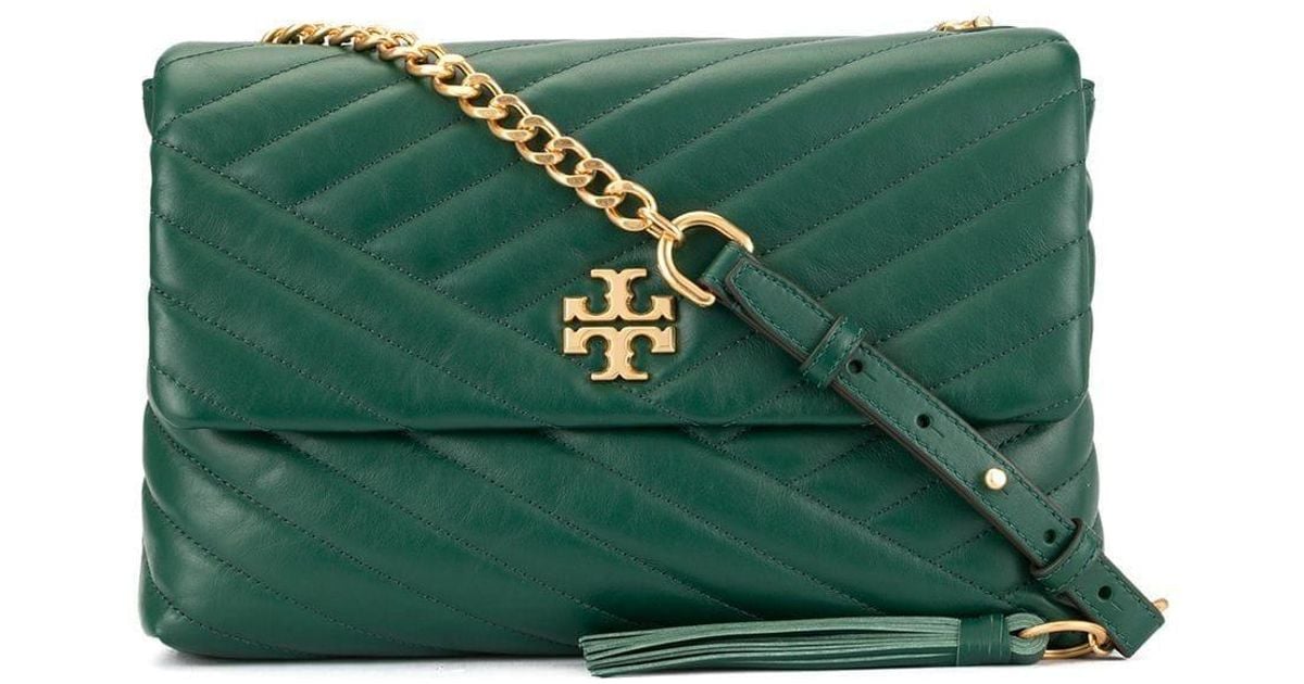 Tory Burch Kira Chevron Flap Shoulder Bag in Green