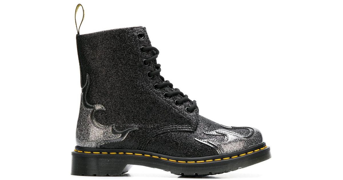Dr. Martens Near Black Glitter '1460 Pascal Flame' Lace Up Boots | Lyst ...