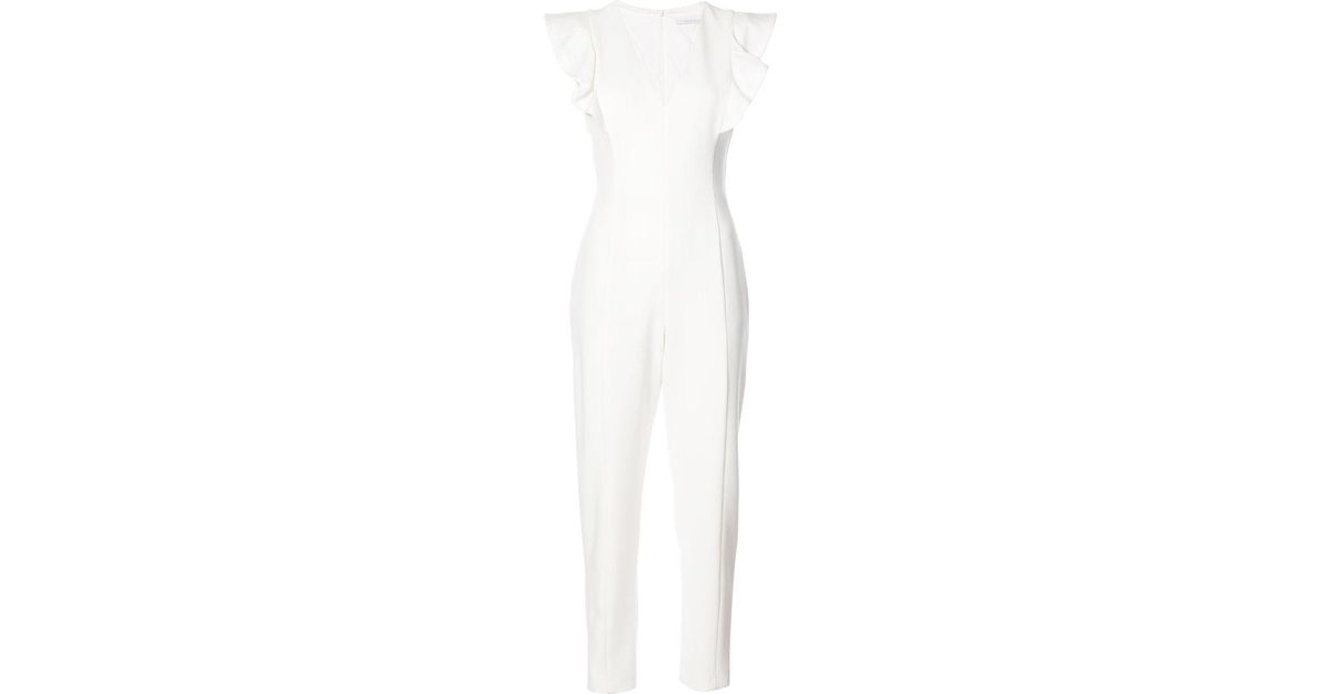 white ruffle sleeve jumpsuit