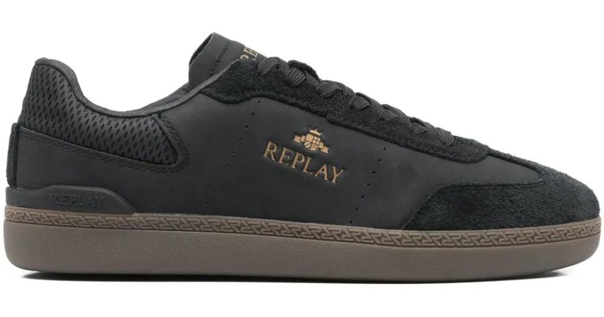 Replay Pyper Lace-Up Leather Sneakers in Black for Men | Lyst
