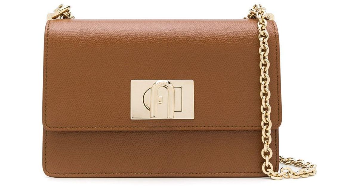 Furla Leather 1927 Twist-lock Crossbody Bag in Brown - Lyst