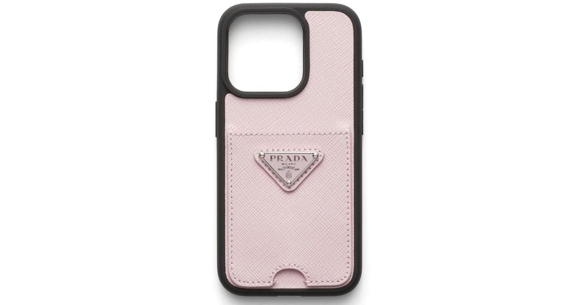 Prada Triangle Logo Iphone 15 Pro Case in Pink | Lyst Canada