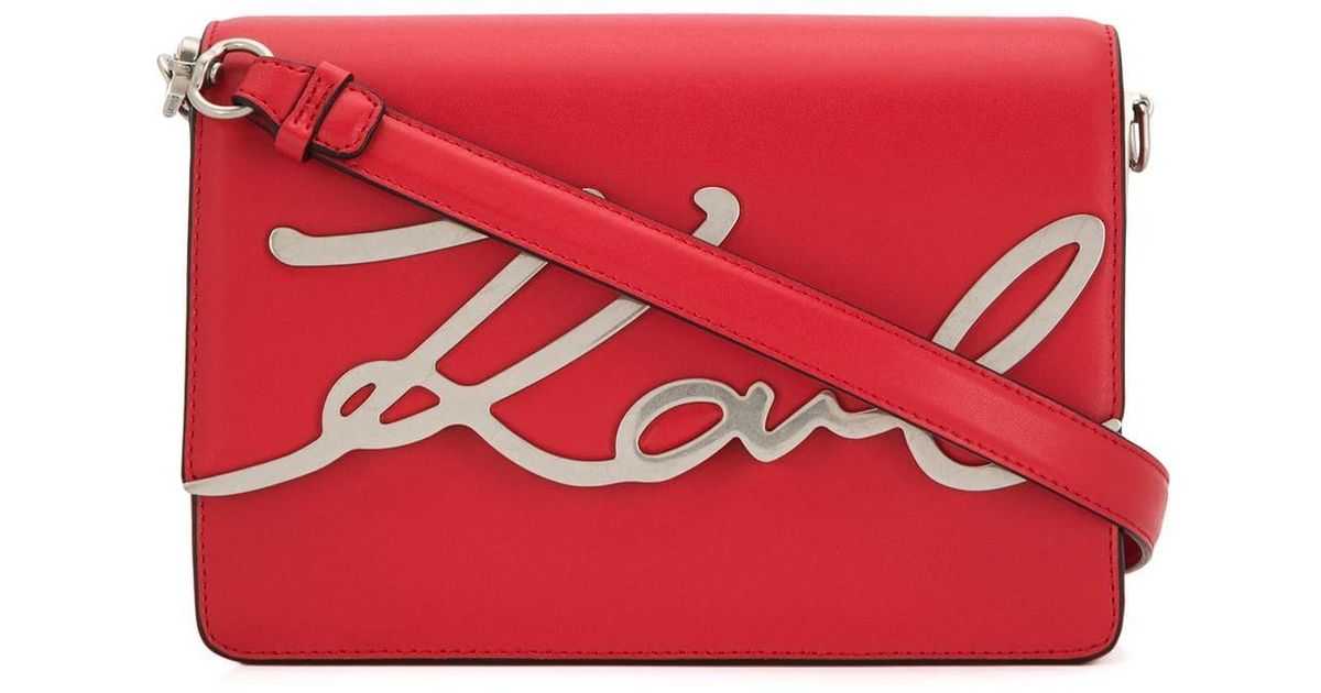 Karl Lagerfeld Leather K/signature Shoulder Bag in Red Lyst Australia