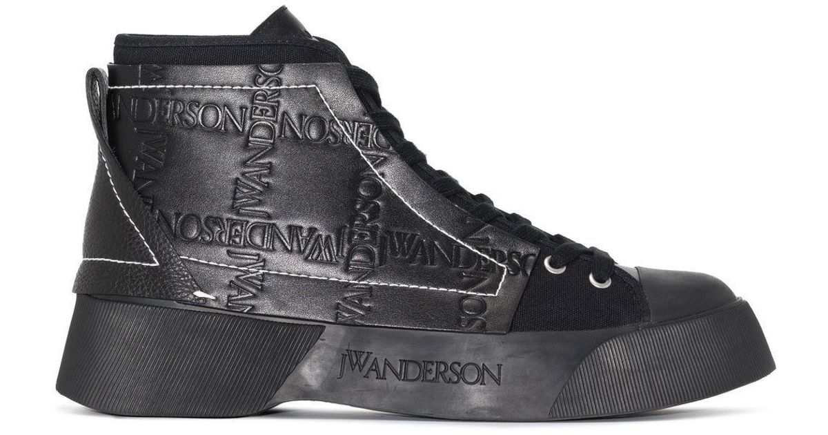 JW Anderson Leather Logo-embossed Platform Sneakers in Black for Men ...