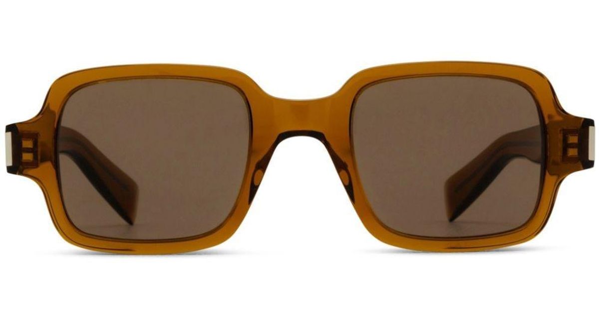Saint Laurent LogoPrint Sunglasses in Brown Lyst UK