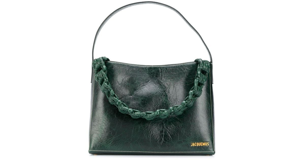 Jacquemus Le Chiquito Noeud Coiled Handbag Green in Leather with