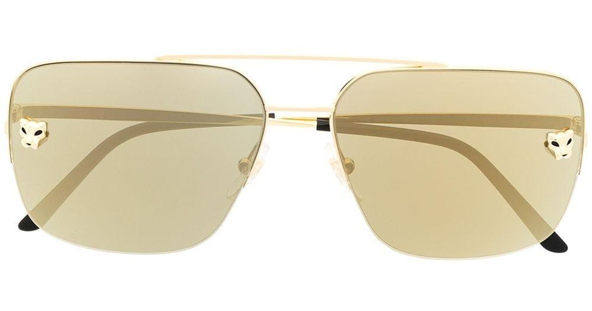 Cartier Panthère De Cartier Zonnebril Met Piloten Montuur in het Metallic |  Lyst NL
