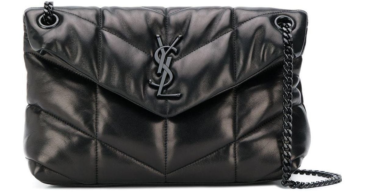 Saint Laurent Loulou Ysl Small Puffer Shoulder Bag Black