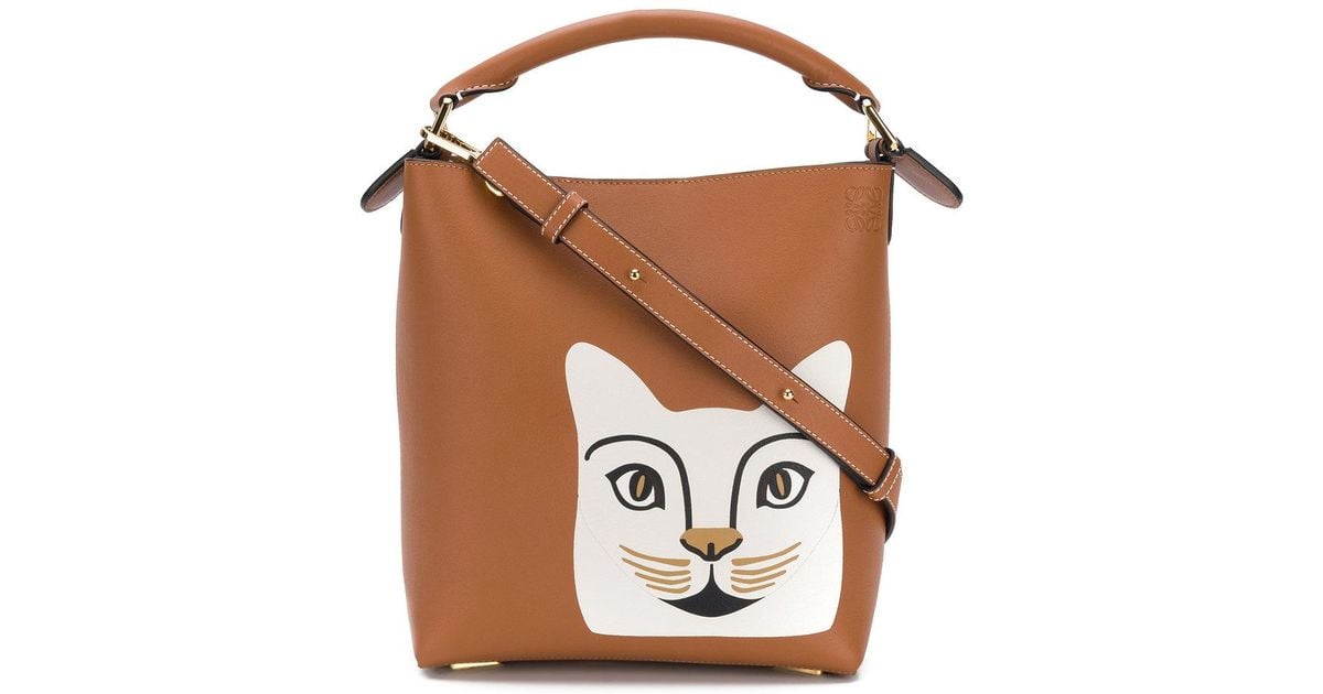 Loewe Leather Cat Bucket Bag in Brown 