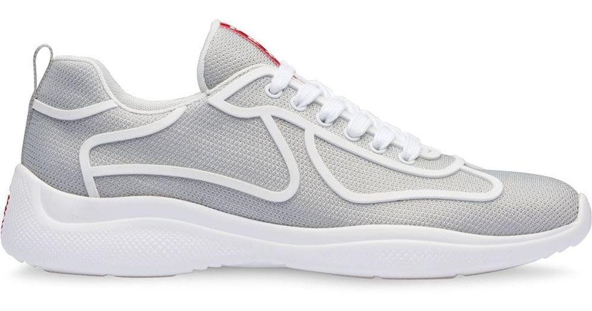 mens silver prada sneakers