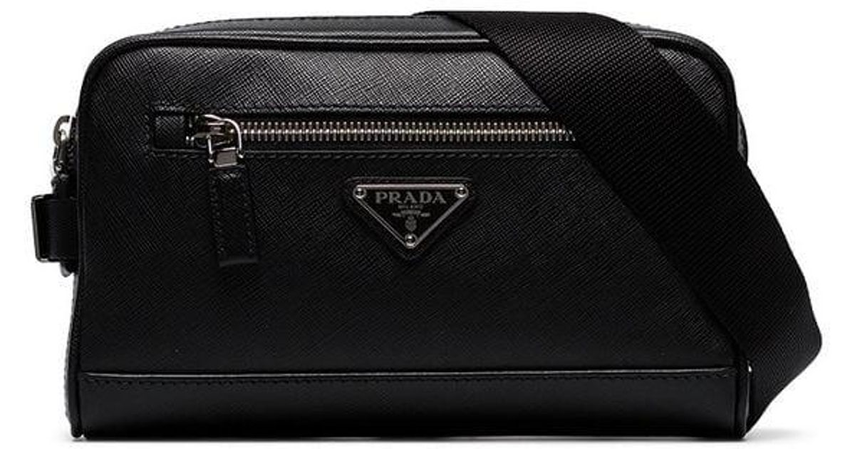 prada black logo crossbody belt bag