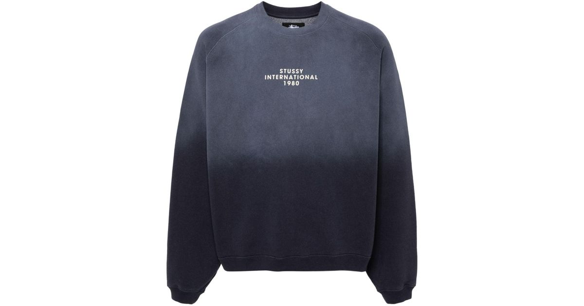 Stussy Raglan Sleeve Crew Sweatshirt in Blue for Men | Lyst