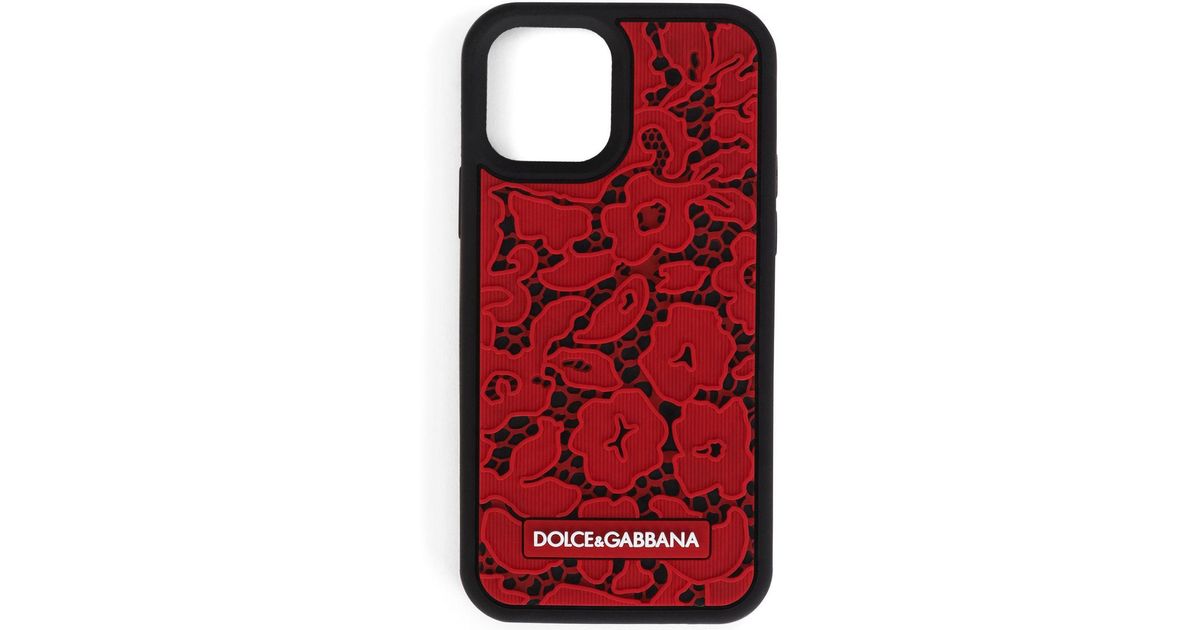 Dolce & Gabbana Lace-effect Iphone 12 Pro Case in Red | Lyst