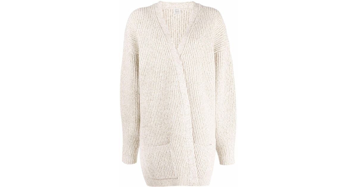 Totême Wool Ribbed Knit Cardigan in White Lyst