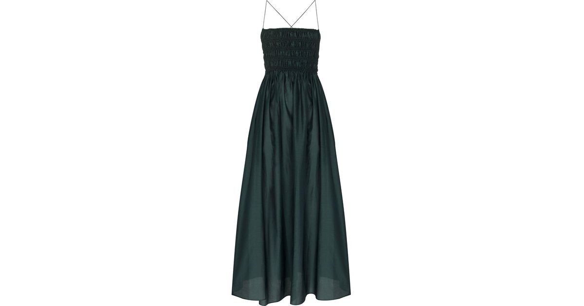 Matteau Matteau The Drawcord organic-cotton maxi dress Greenï½MATCHESFASHIONï¼ããããºãã¡ãã·ã§ã³)