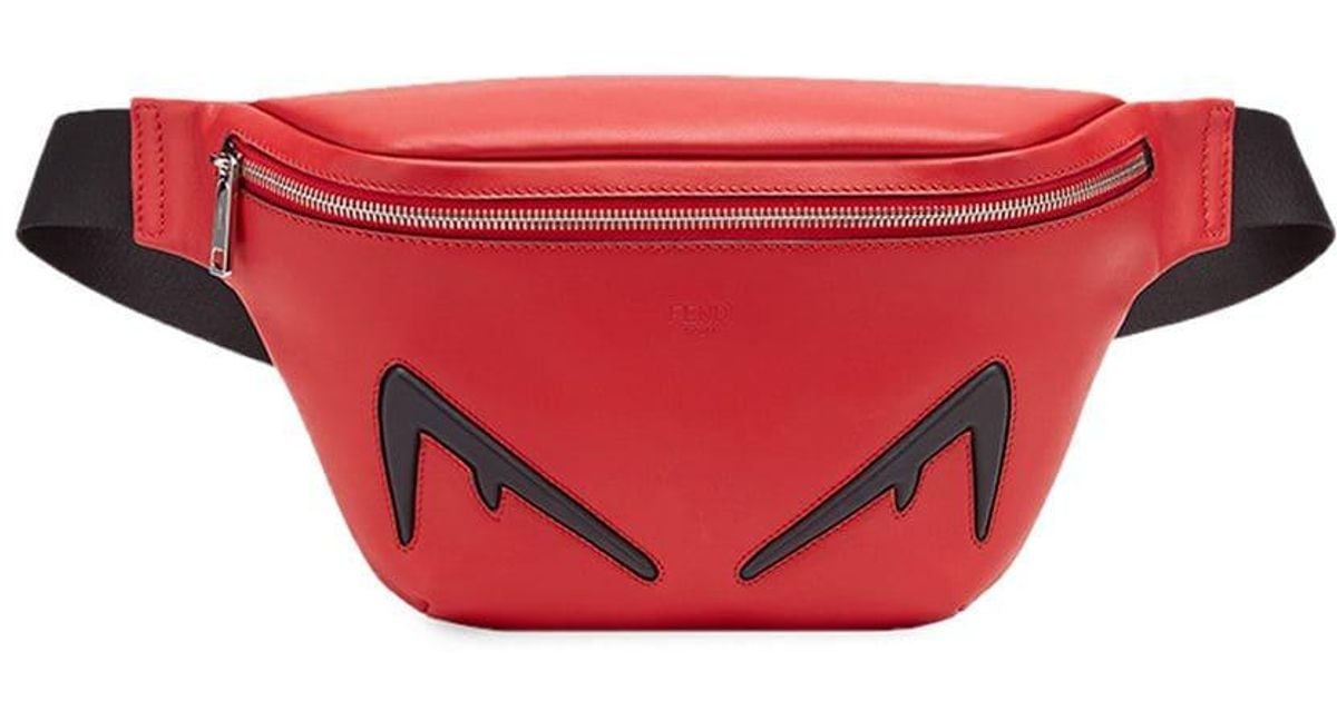 Fendi Leather Diabolic Eyes Belt Bag in Red for Men - Lyst