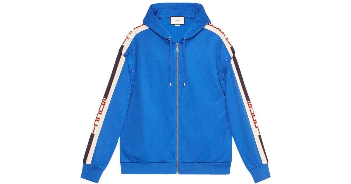 gucci technical jersey jacket blue