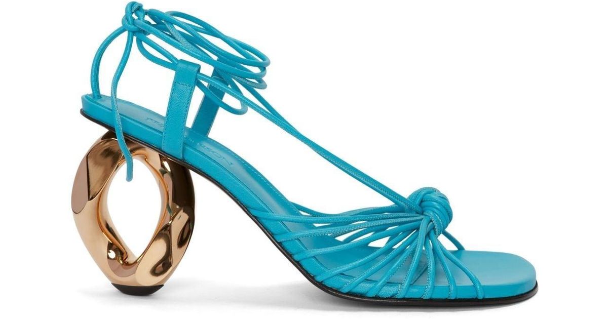 JW Anderson Chain-heel Leather Sandals in Blue | Lyst