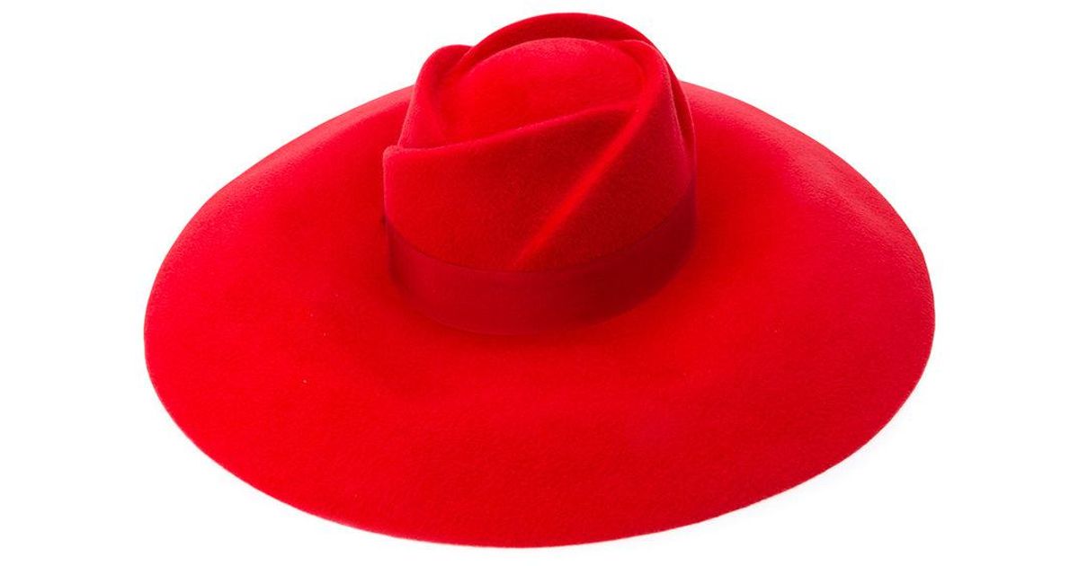 Gucci Felt Rose Detail Wide Brim Hat in 