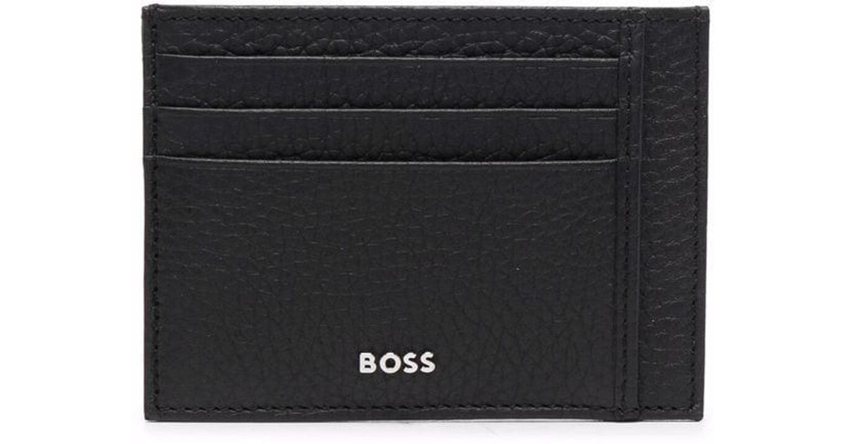 BOSS by HUGO BOSS Logo-lettering Leather Cardholder in Black for Men - Lyst