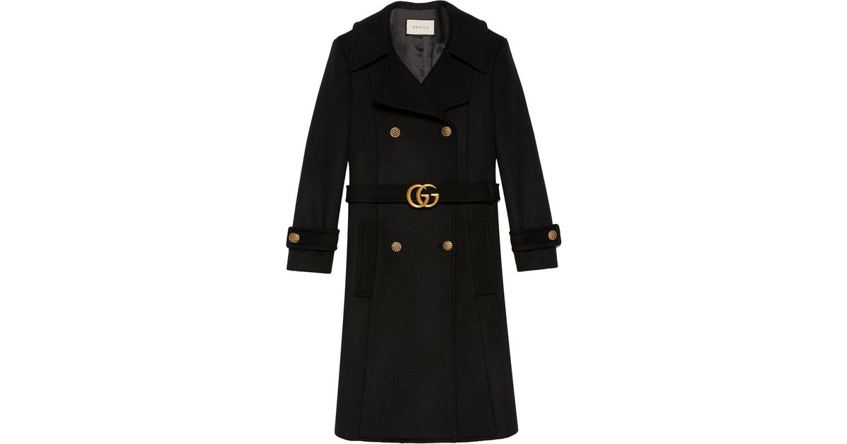 Gucci Double G Belted Coat in Black 