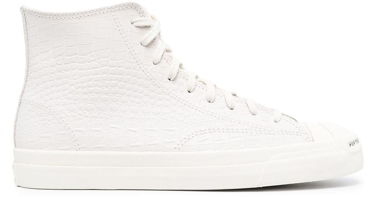 Converse Leather Crocodile-effect High-top Sneakers in White for Men | Lyst