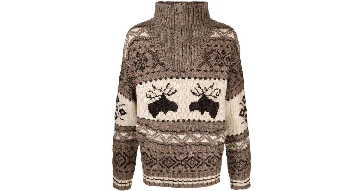 Polo Ralph Lauren Moose Intarsia-Knit Jumper in Grey for Men