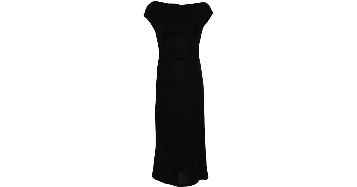 Alberta Ferretti Cowl-neck Midi Dress in Black | Lyst