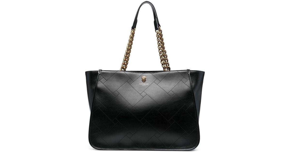Kurt Geiger Leder Shopper mit Kettenriemen in Schwarz Lyst DE