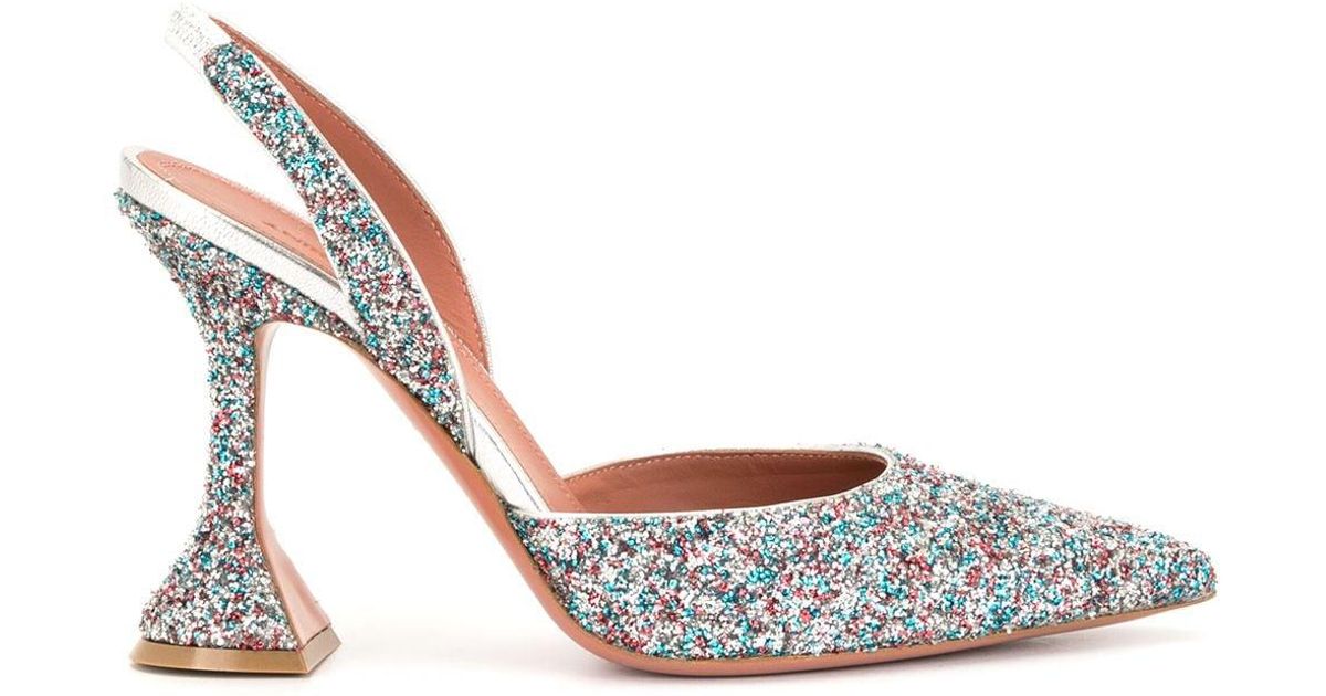 amina muaddi blue heel