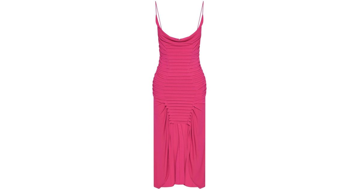Dion Lee Boned-bodice Pleated Midi Dress in Pink | Lyst
