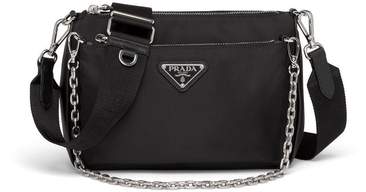 Prada Synthetic Nylon Chain Link Shoulder Bag in Black - Lyst